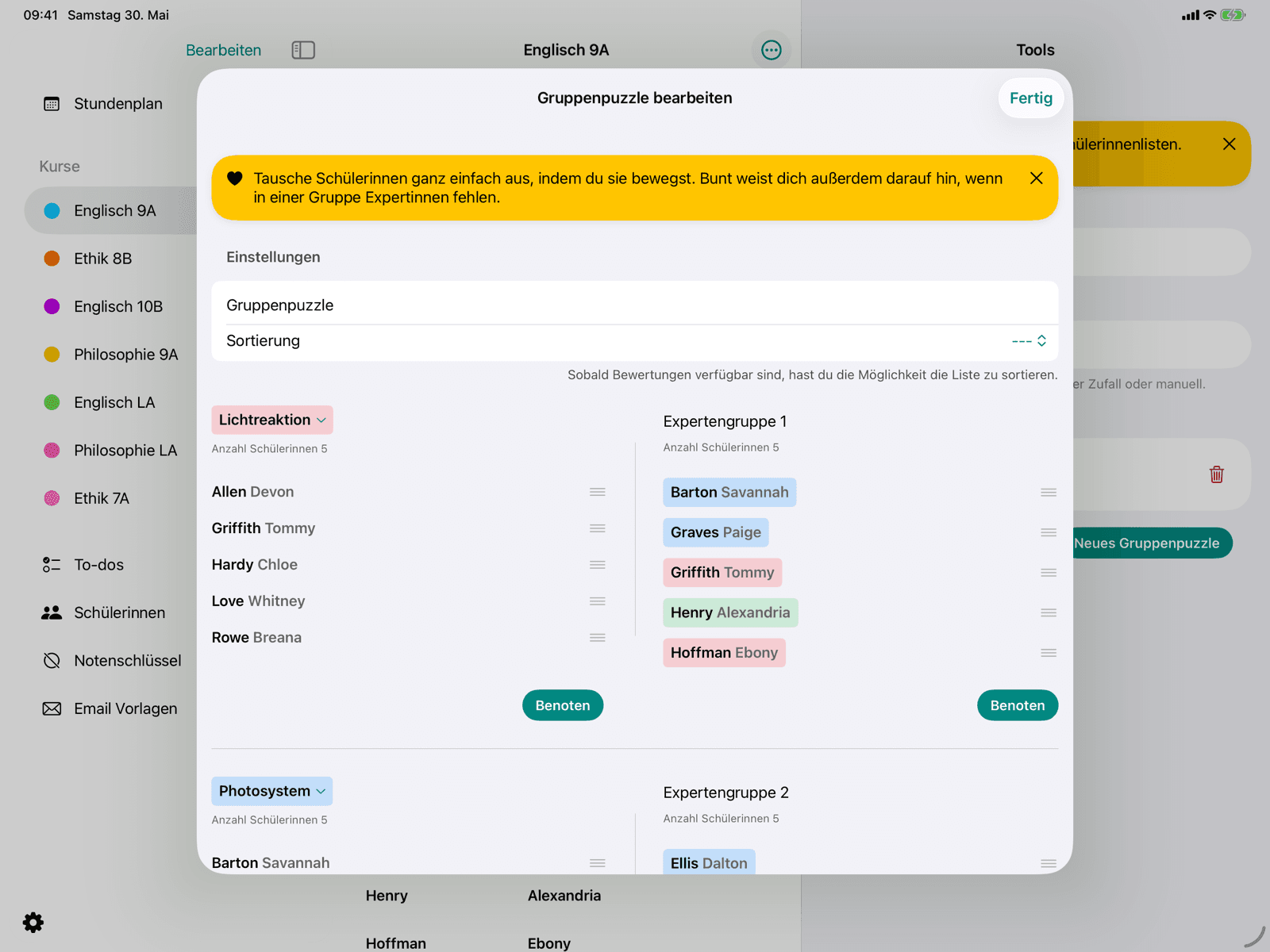 Stamm- und Expertengruppen mit Drag-and-Drop